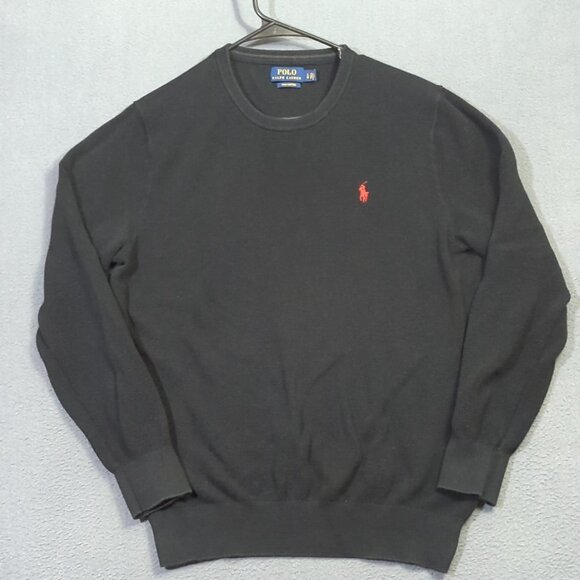 Polo Ralph Lauren Sweater Men's L Black Pima Cotton Long Sleeve Crew Preppy - Picture 2 of 11